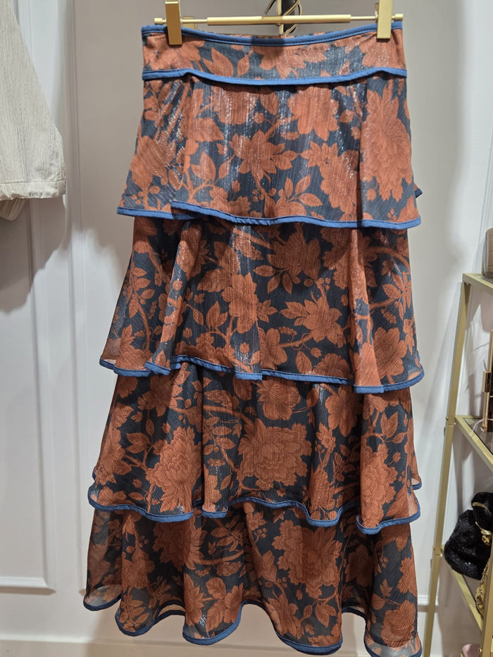 Falda VOLANTES Bloom - Teja y Azul