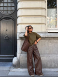 Pantalón Wide Lig Polipiel