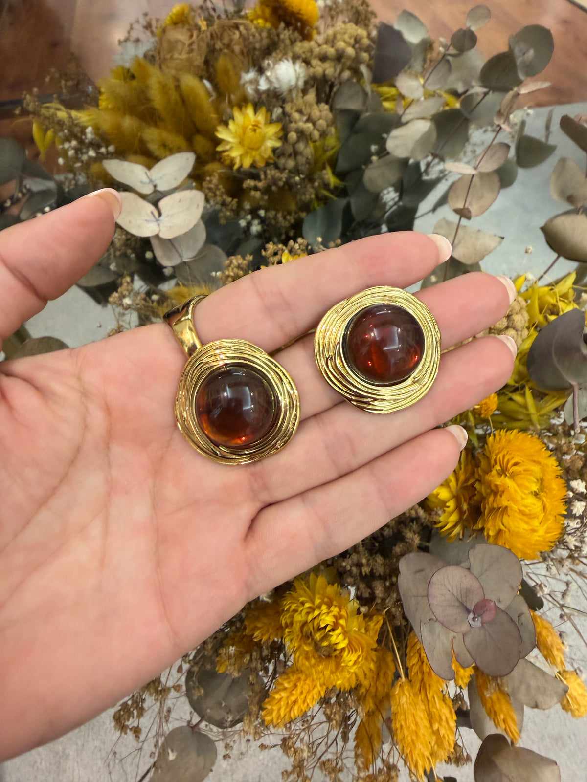 Pendientes Ámbar Dorado