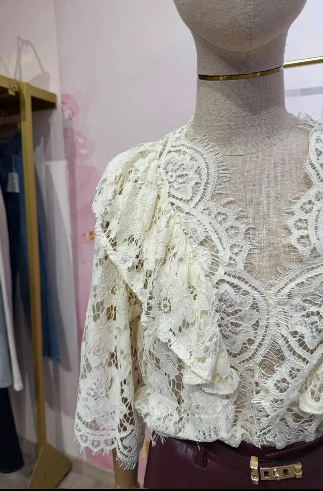 Camisa Encaje Romántica Marfil