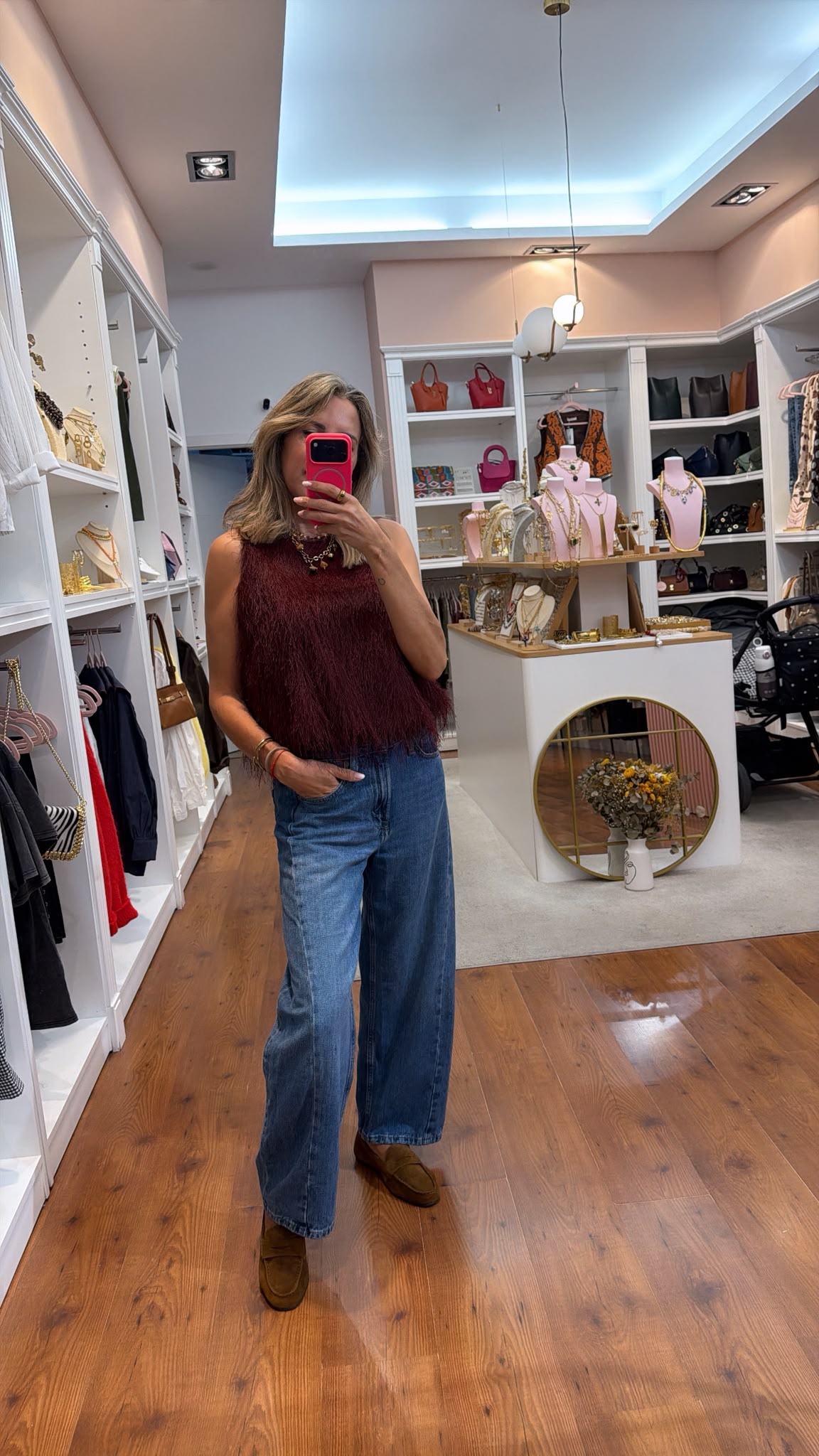 Top Flecos Burdeos Noa