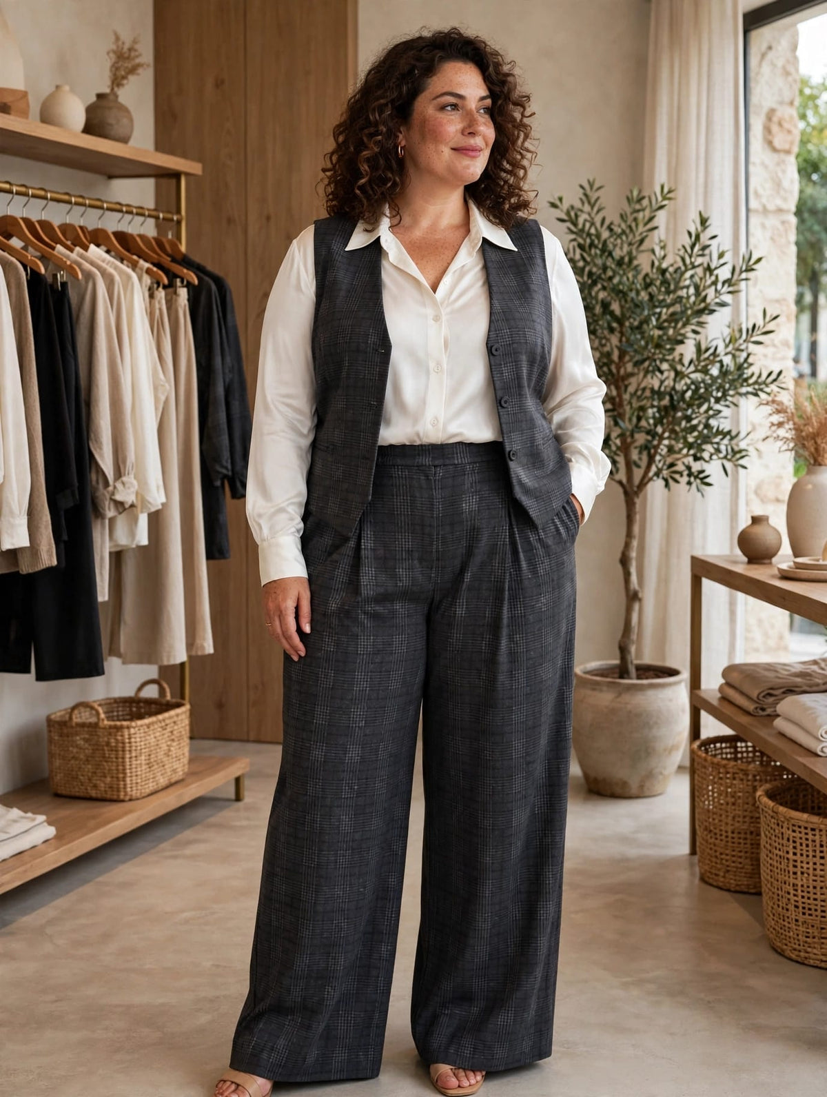 Look Orleans completo como inspiración. Esta ficha corresponde a Pantalón Orleans; las otras prendas se venden por separado.